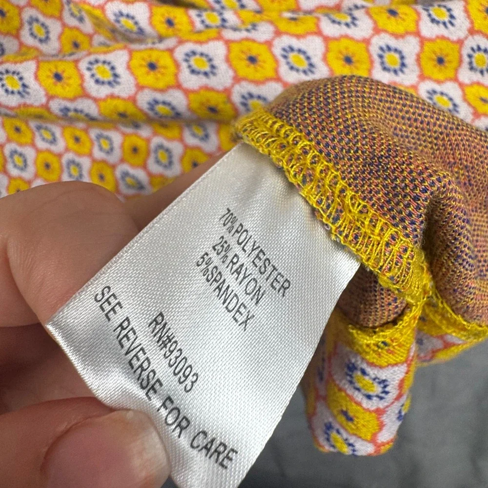 Tyler‎ Boe Yellow Geometric Medallion Print Shift Dress Short Sleeve XS